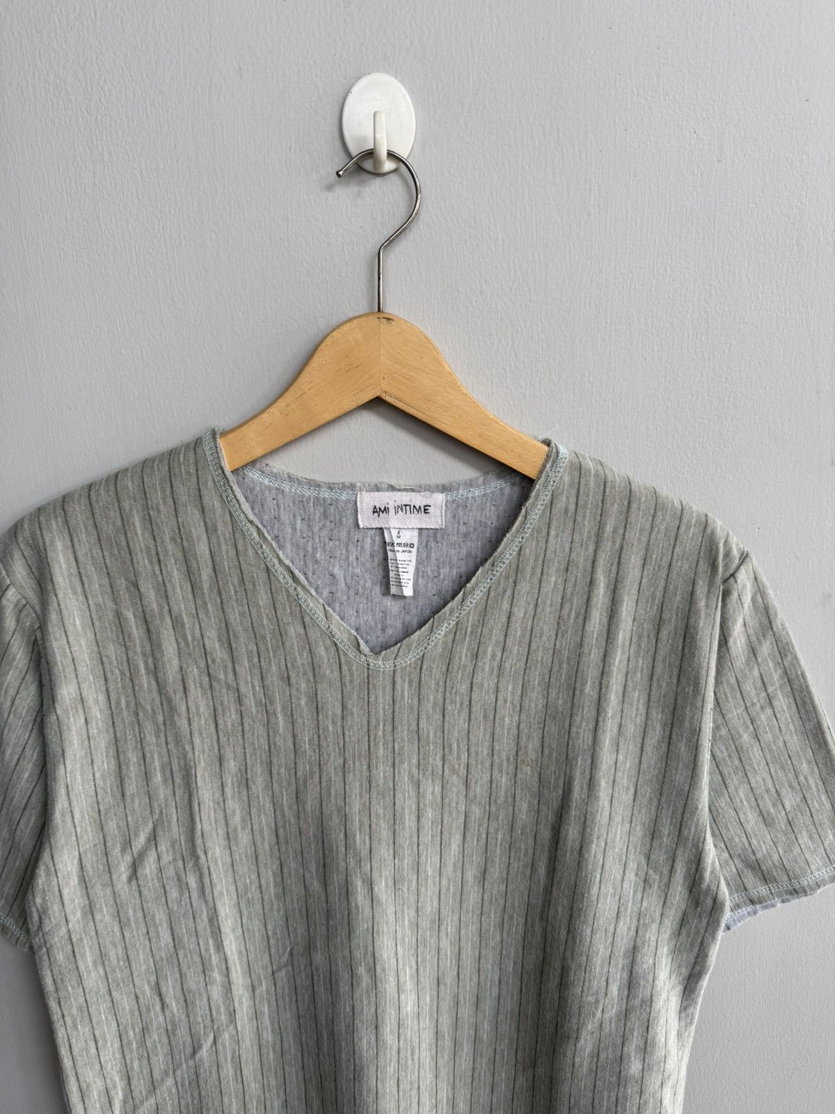 Japanese Brand JAPANESE STYLE BY AMI INTIME STRIPE V NECK SHIRT Size US M / EU 48-50 / 2 - 2 Thumbnail
