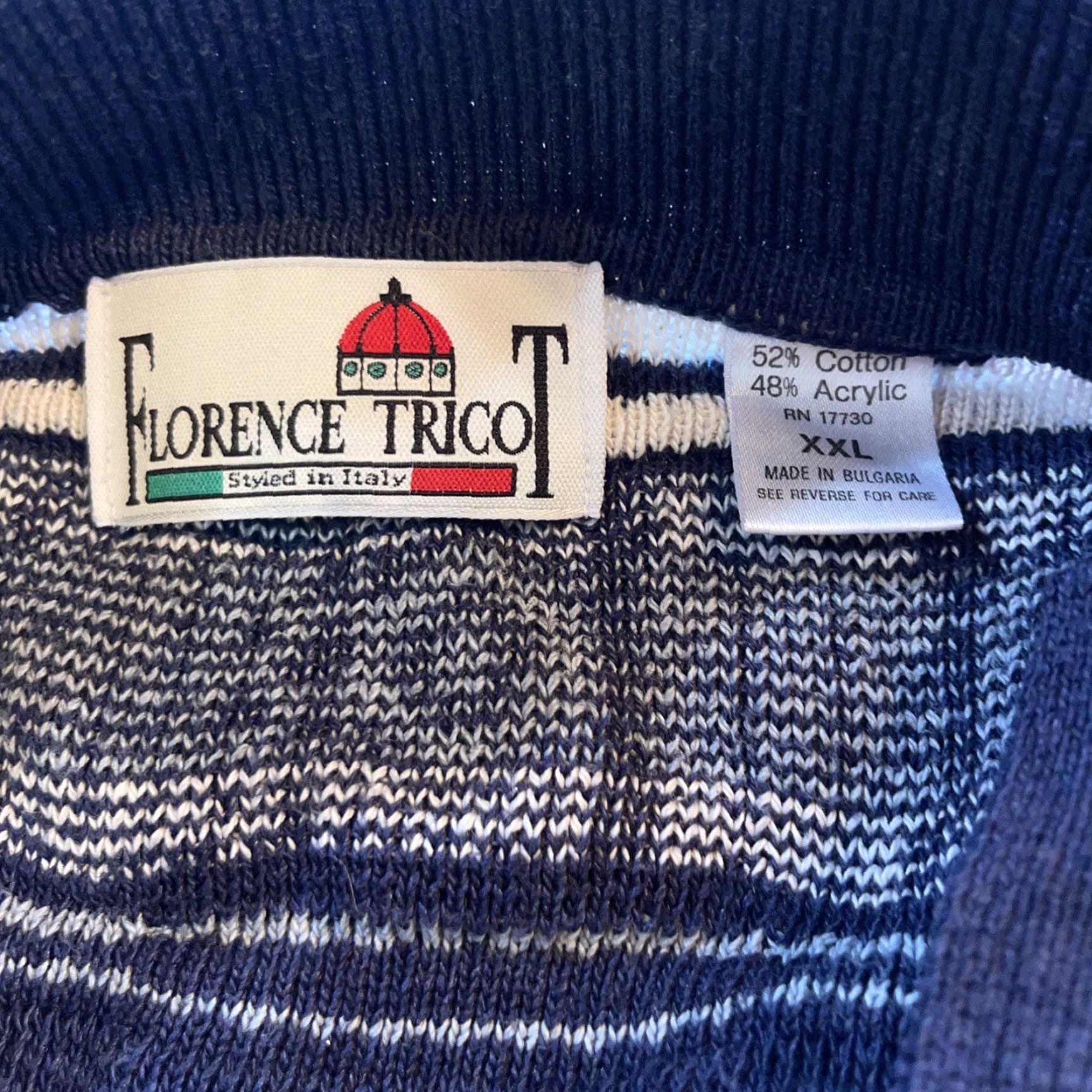 Vintage VINTAGE Florence Tricot Sweater Shirt Mens 2XL Blue White Gray Striped Collared 3D Textured Pullover Knit 90s Hip Hop Size US XXL / EU 58 / 5 - 5 Thumbnail