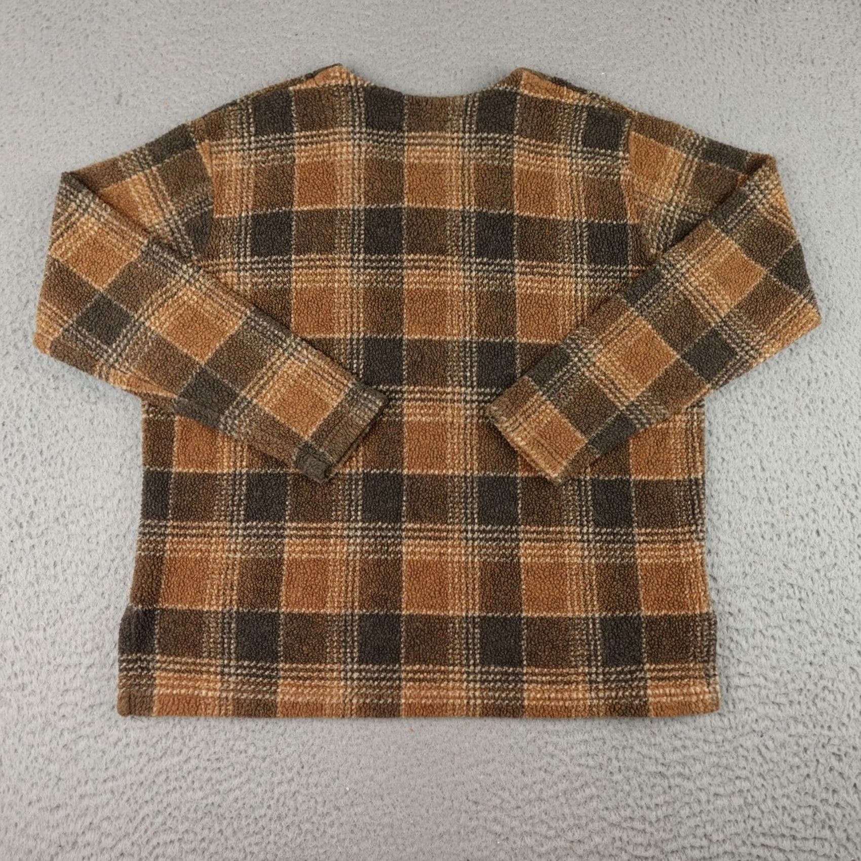 Vintage VINTAGE Womens Medium Brown Plaid Fleece V-Neck Pullover Made In USA Sweater Size M / US 6-8 / IT 42-44 - 6 Thumbnail