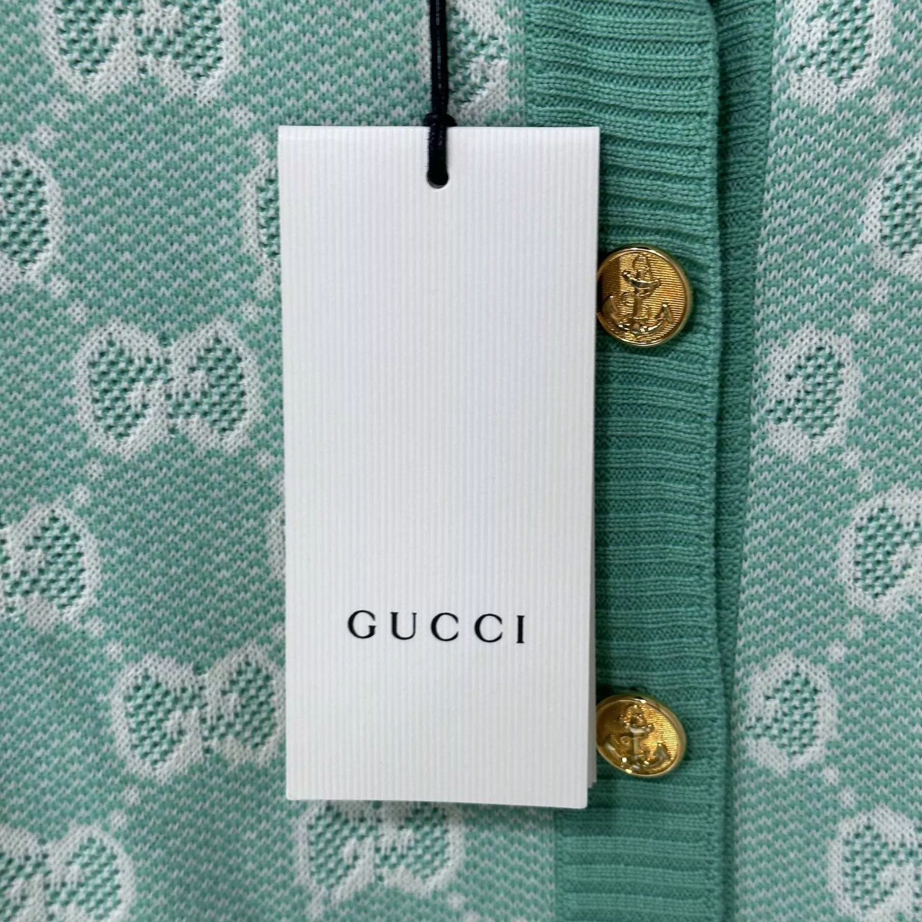 Gucci GUCCI light green allover print gold button cardigan M Size M / US 6-8 / IT 42-44 - 4 Thumbnail