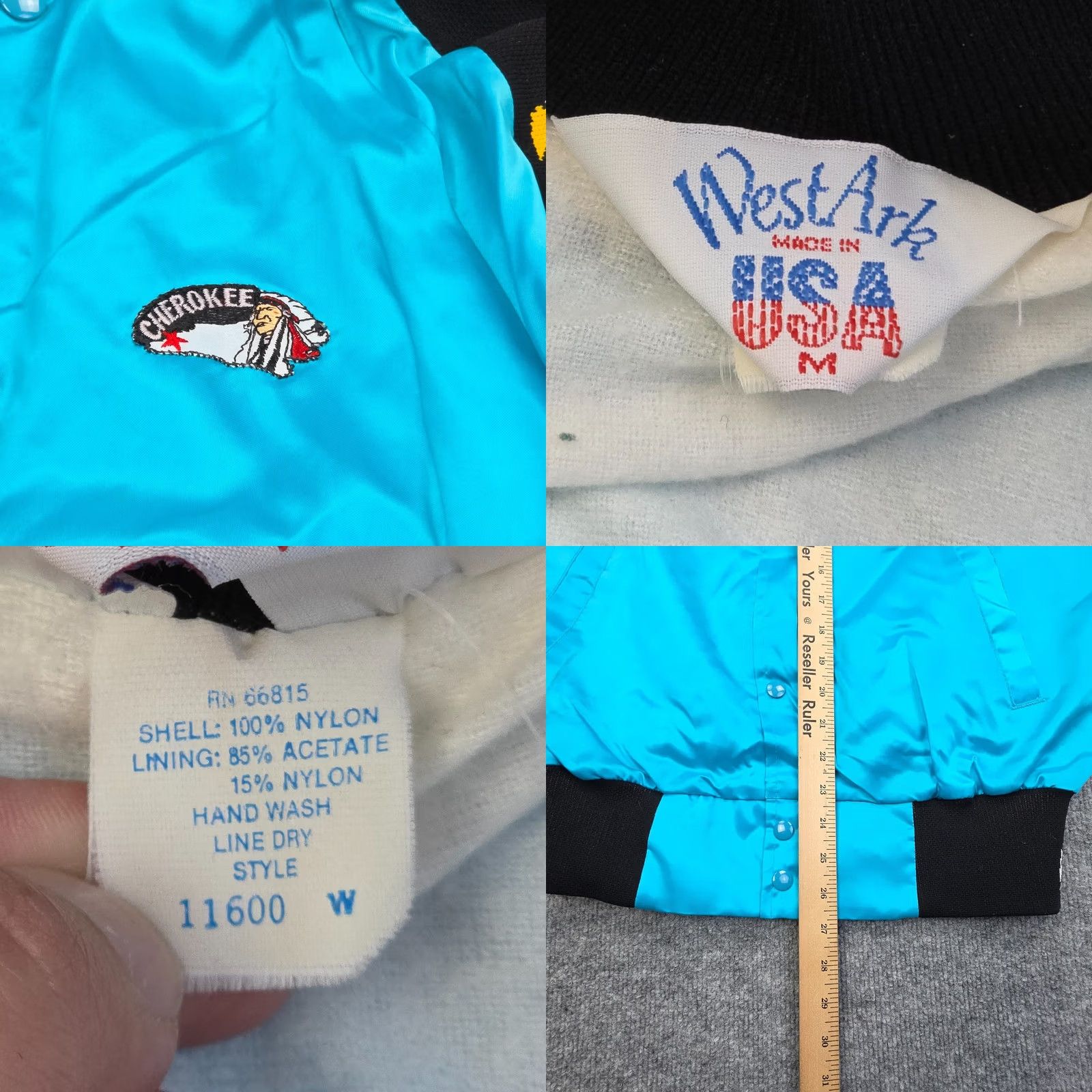 Cherokee WESTARK Satin Jacket Men’s Medium Blue Aztec Cherokee Embroidered Native Eagle Bomber Jacket Size US M / EU 48-50 / 2 - 8 Thumbnail