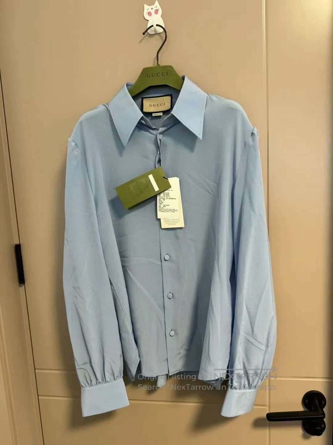 Gucci gucci long sleeve silk shirt in blue. Size US XL / EU 56 / 4 - 1 Thumbnail