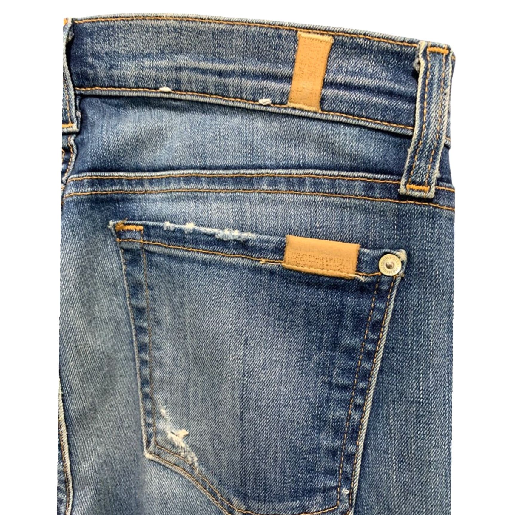 7 For All Mankind 7 For All Mankind Jeans Skinny Womens Size 25 Blue Distressed The Ankle Slim Fit Obvious Jeans Women Size 42" / US 20 - 6 Thumbnail