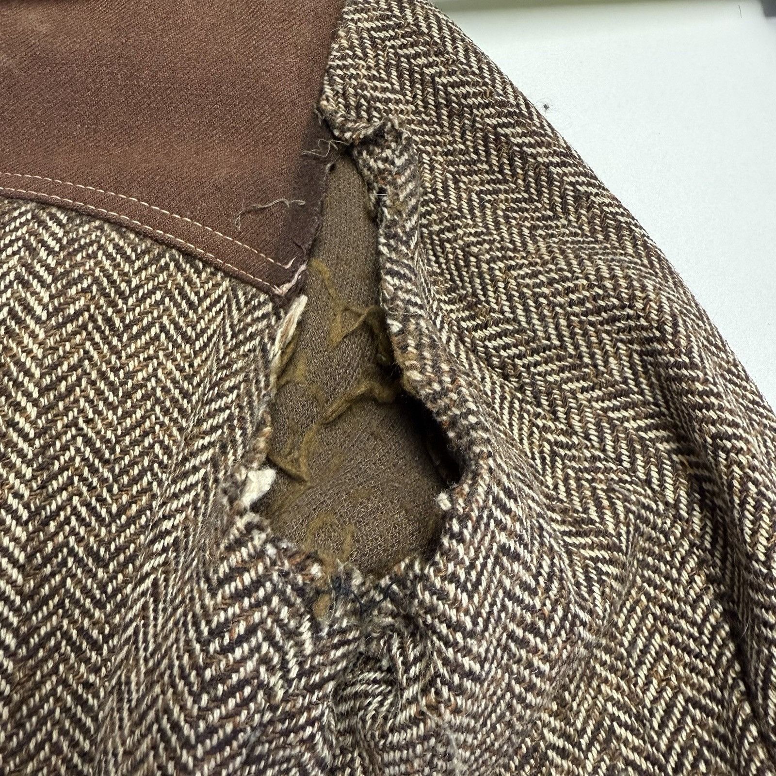 Vintage VTG 70s Pioneer Jacket Western Boho Cowboy Herringbone Wool Size US L / EU 52-54 / 3 - 6 Thumbnail
