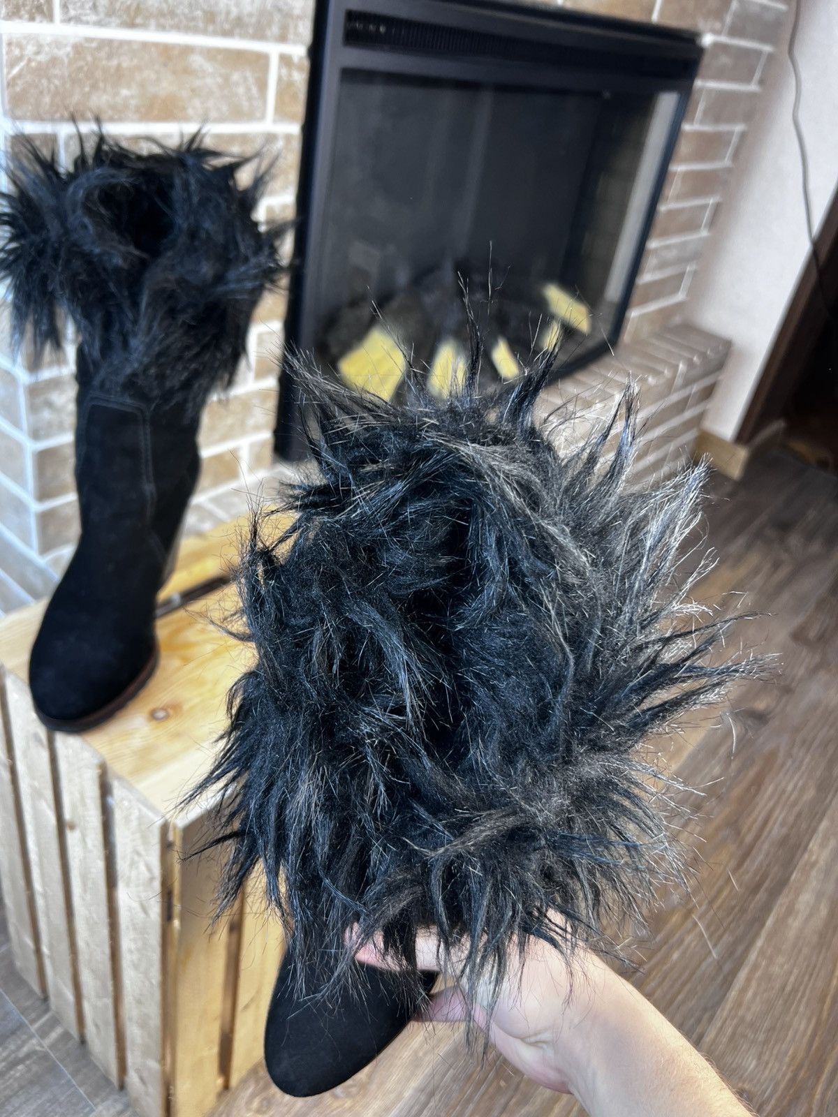 Prada Prada Faux Fur High Heels Ankle Suede Boots Size US 7 / IT 37 - 4 Thumbnail