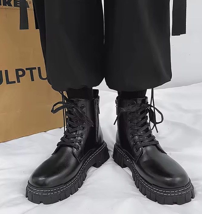 Designer Streetwear Outdoor Casual Motorcycle Punk PU Leather Boots Size US 9.5 / EU 42-43 - 2 Thumbnail