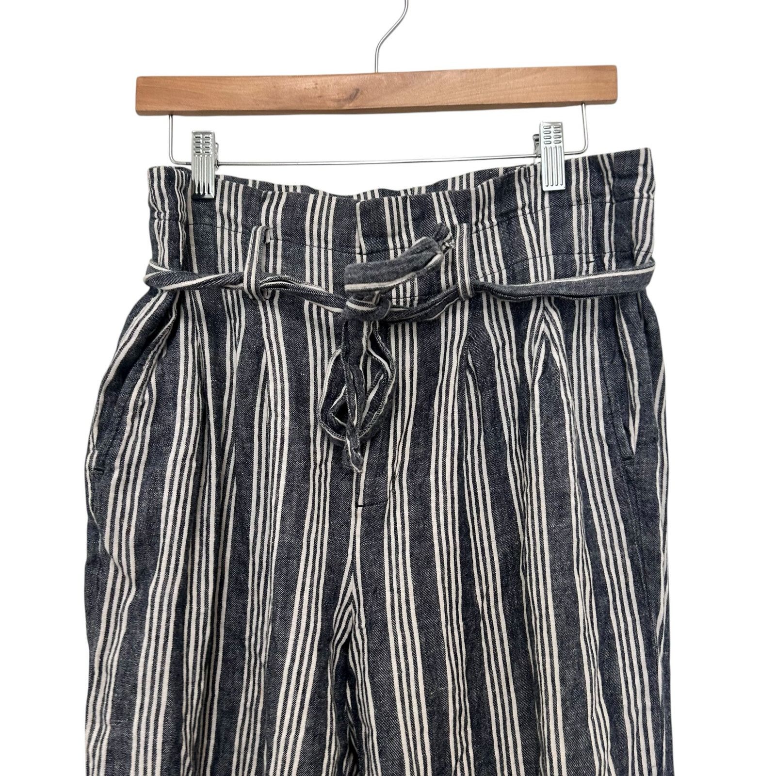 Madewell Madewell Linen Blend Paperbag Belted Indigo Pants Sz 6 Size 28" / US 6 / IT 42 - 2 Thumbnail