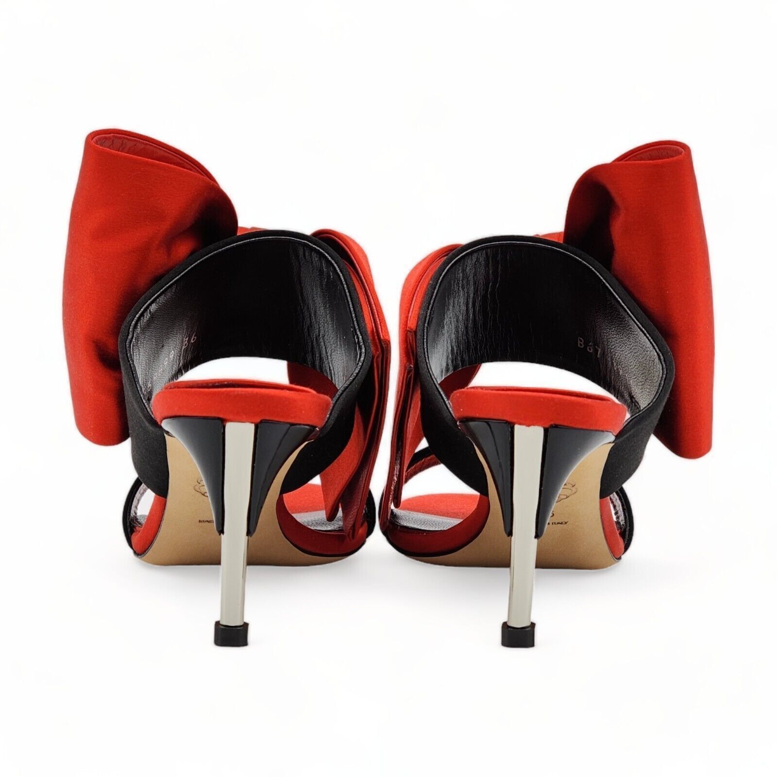 Alexander McQueen Pin Heel Bow Heeled Satin Mules Red Black EU 35 US 5 - $950 Size US 5 / IT 35 - 5 Thumbnail