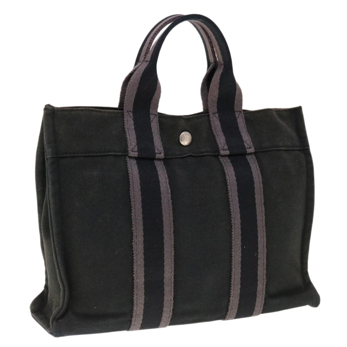 image of Hermes Fourre Toutpm Hand Bag Canvas Black Gray Auth Bs11834 in Black/Gray, Women's