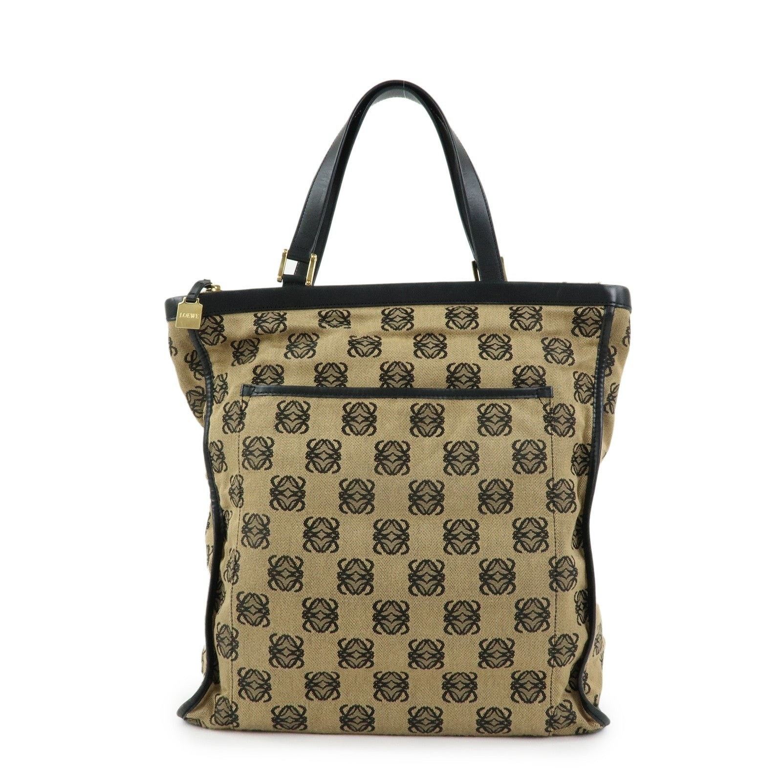 Loewe Loewe Anagram Jacquard Canvas & Leather Tote Tan Size ONE SIZE - 1 Thumbnail