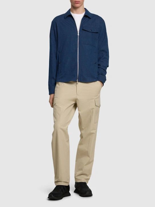 Moncler o1lsvrm0425 Cotton Blend Denim Zip-Up Shirt in Blue Size US XL / EU 56 / 4 - 4 Thumbnail