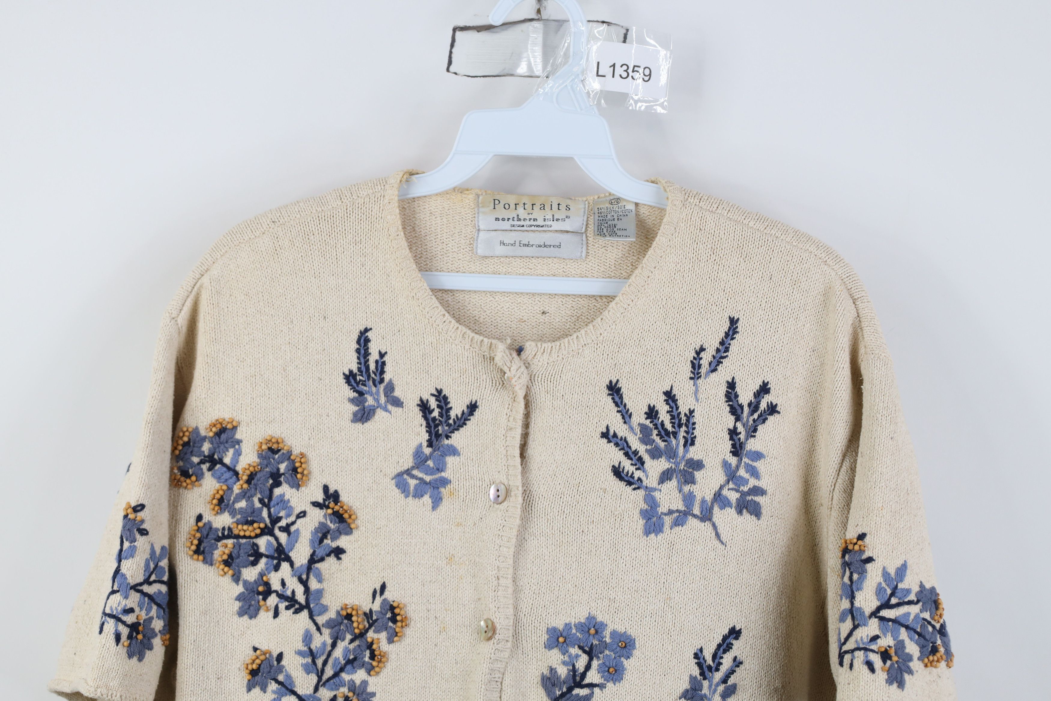 Vintage Vintage 90s Streetwear Flower Silk Blend Knit Sweater Size L / US 10 / IT 46 - 2 Thumbnail