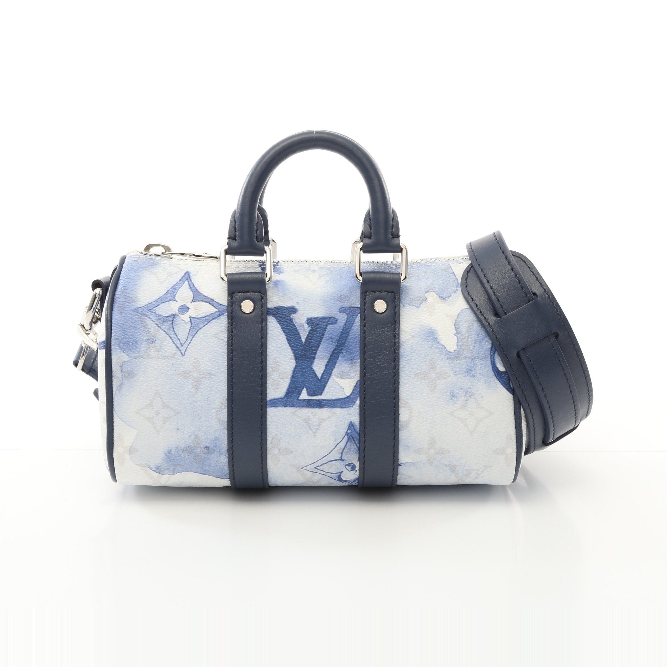 Louis Vuitton Louis Vuitton Keepall Xs Monogram Watercolor Handbag Leather White Navy Multicolor Size ONE SIZE - 1 Thumbnail