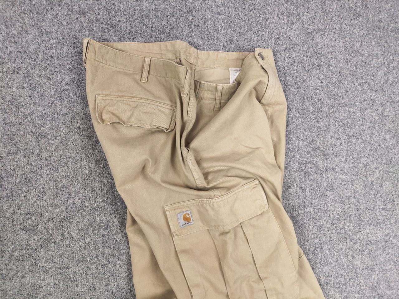 Carhartt × Vintage Vintage 90's Carhartt Beige Faded Canvas Regular Cargo Pants Size US 38 / EU 54 - 14 Thumbnail