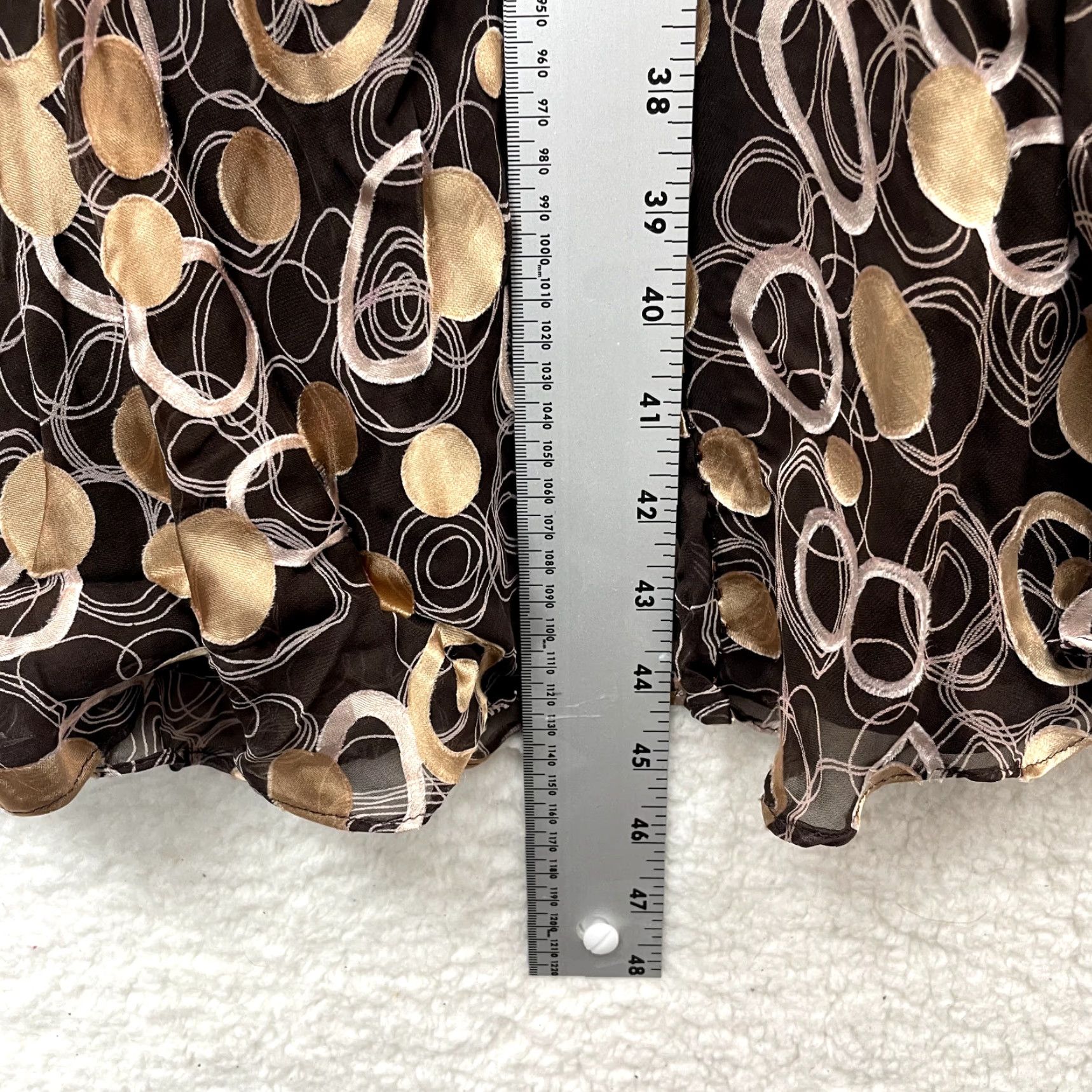 Vintage Y2K Vintage Silk Midi Dress 8 Medium Brown Pattern Beaded Boho Mod Cottagecore CC Women's Petite 8 Brown Bohemian Silk Midi Dress"} Size M / US 6-8 / IT 42-44 - 7 Thumbnail