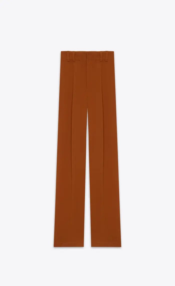 Saint Laurent Paris o1bcso1str1125 Shirt And Pants Set in Silk in Brown Size 28" / US 6 / IT 42 - 6 Thumbnail
