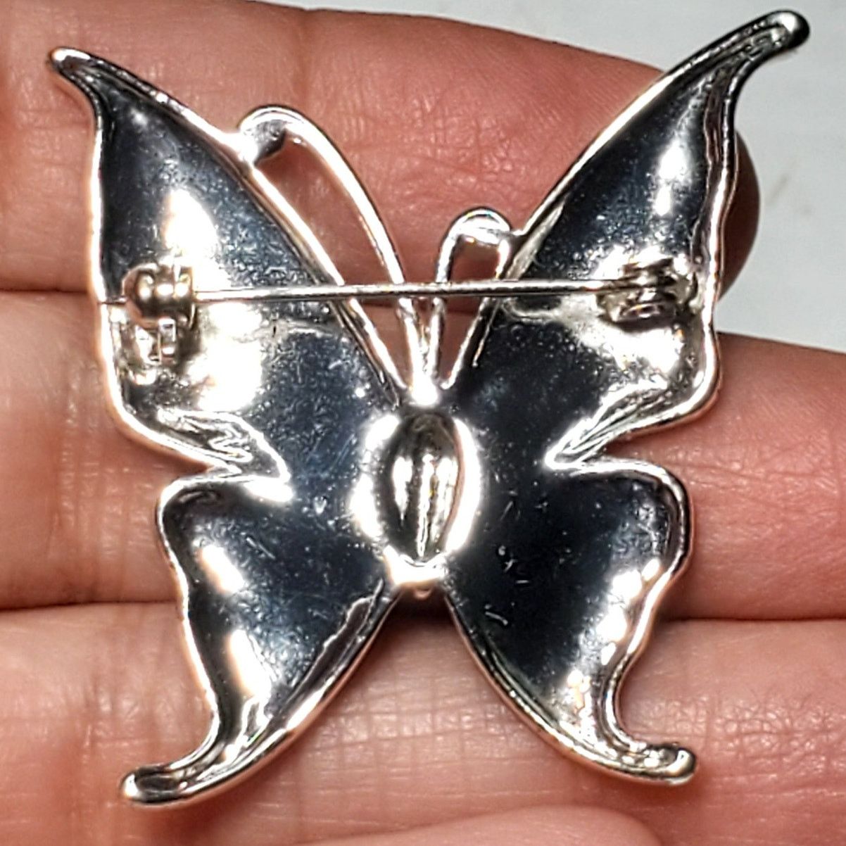 Other Blue Green Enamel Butterfly Silver Tone 1.5" Vtg Unsigned Size ONE SIZE - 2 Thumbnail