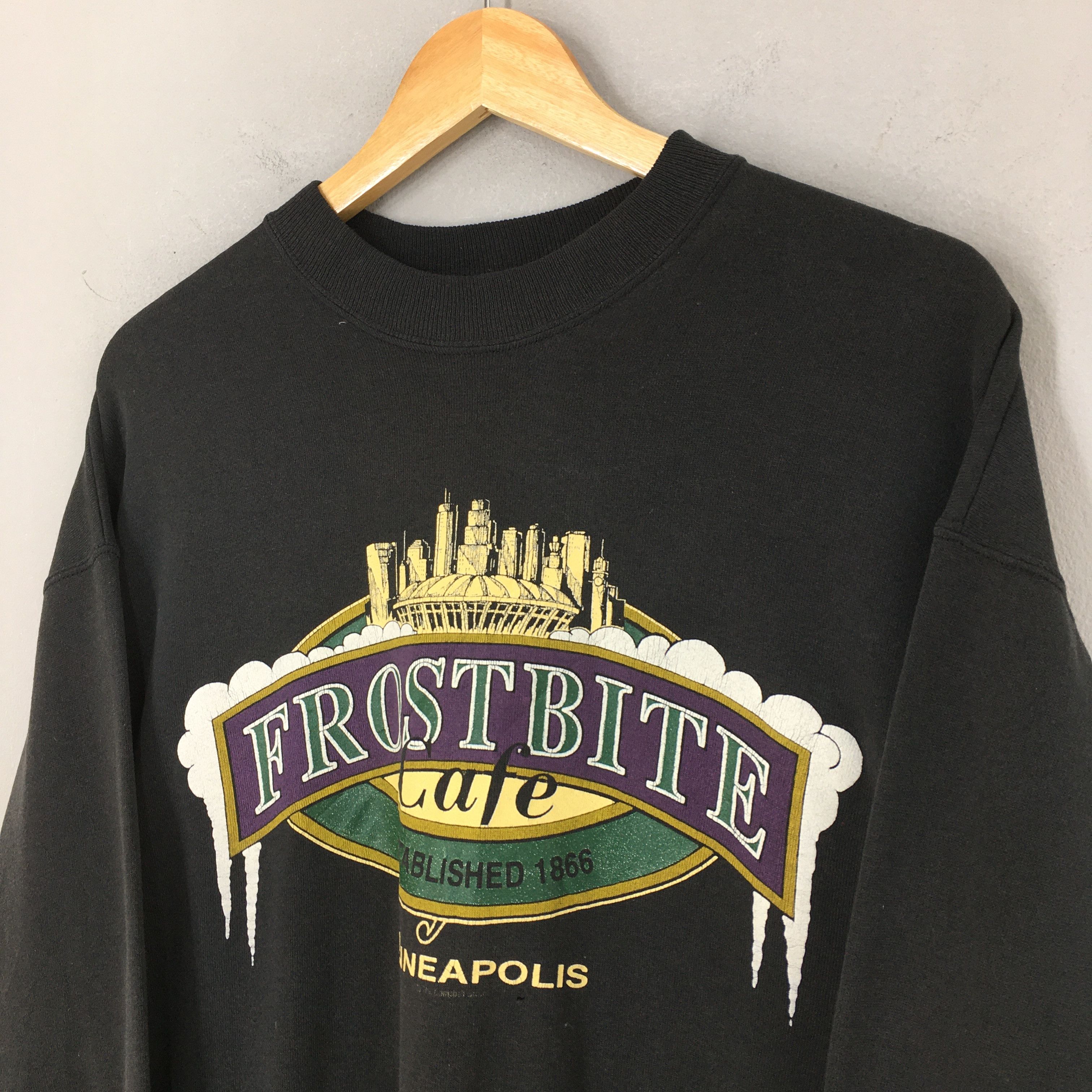 Hanes Vintage Frostbite Cafe Minneapolis Black Sweatshirt Xlarge Size US XL / EU 56 / 4 - 3 Thumbnail