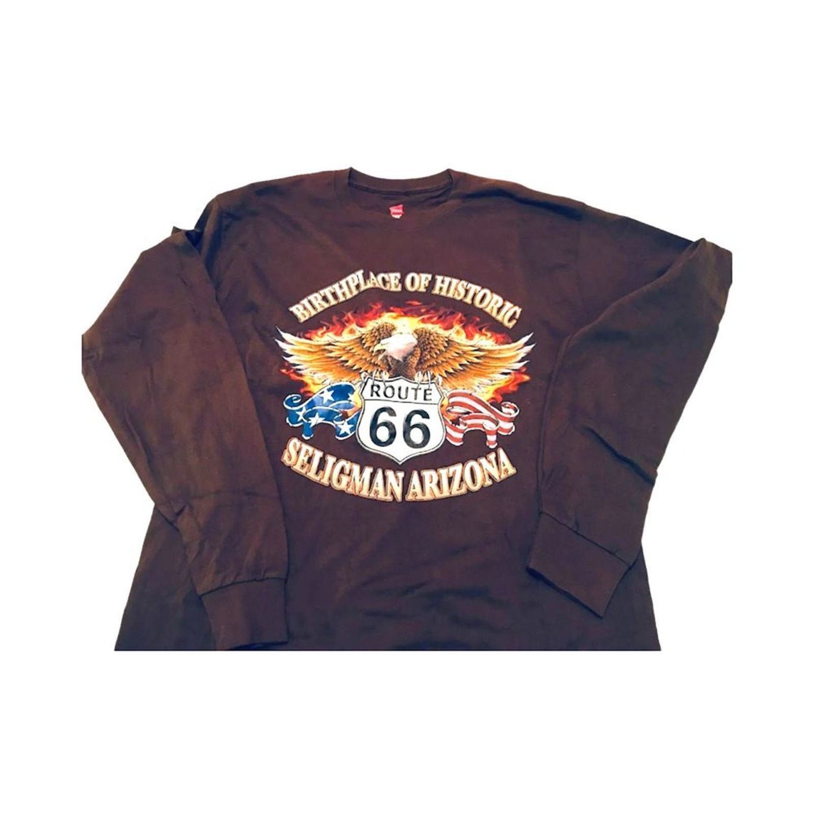 Hanes Hanes Men`s Sweatshirt T-shirt Route 66 Seligman Arizona L Size US L / EU 52-54 / 3 - 1 Thumbnail