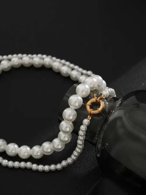 Jewelry Retro Punk Necklace Pearl Choker 2pc set Size ONE SIZE - 3 Thumbnail