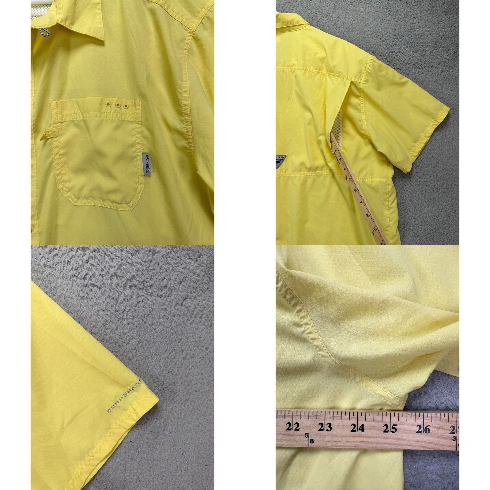Vintage Columbia PFG Fishing Shirt Mens 2XL Yellow Short Sleeve Button-Up Vented Breathable Lightweight Pocketed 100% Polyester Size US XXL / EU 58 / 5 - 8 Thumbnail