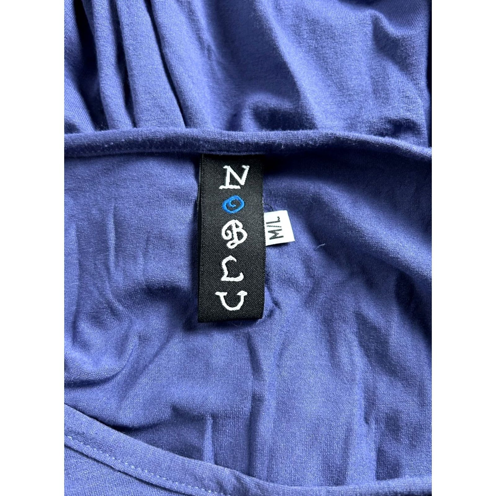 Vintage Noblu Womens Tunic Top M/L Blue Stretch Asymmetrical Hem Rayon Spandex Lagenlook Made In USA Women Size M Size M / US 6-8 / IT 42-44 - 5 Thumbnail