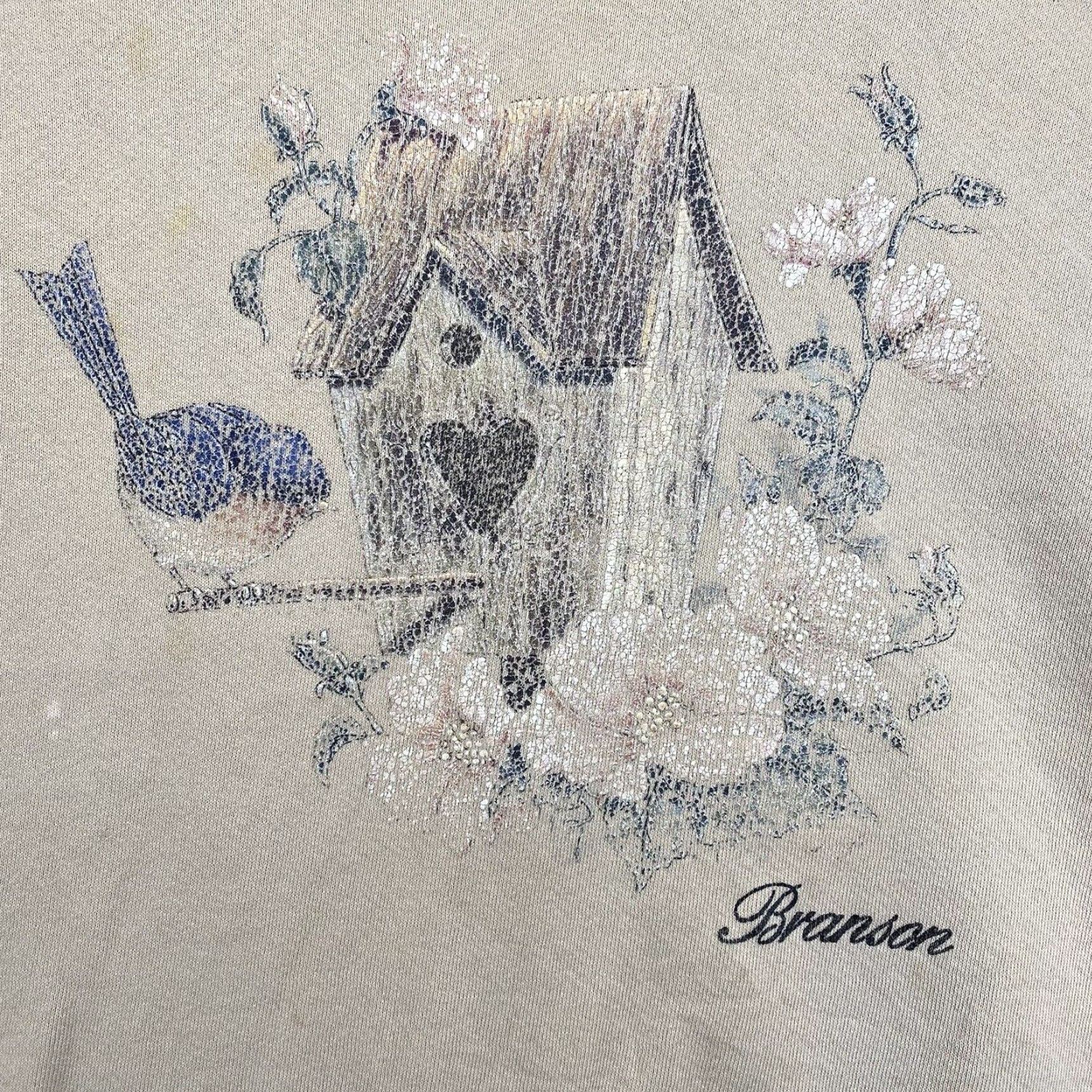 Vintage Vintage Unisex Bird Sweatshirt Adult Medium Beige Faded Graphic Print Winter Cottagecore Size M / US 6-8 / IT 42-44 - 2 Thumbnail