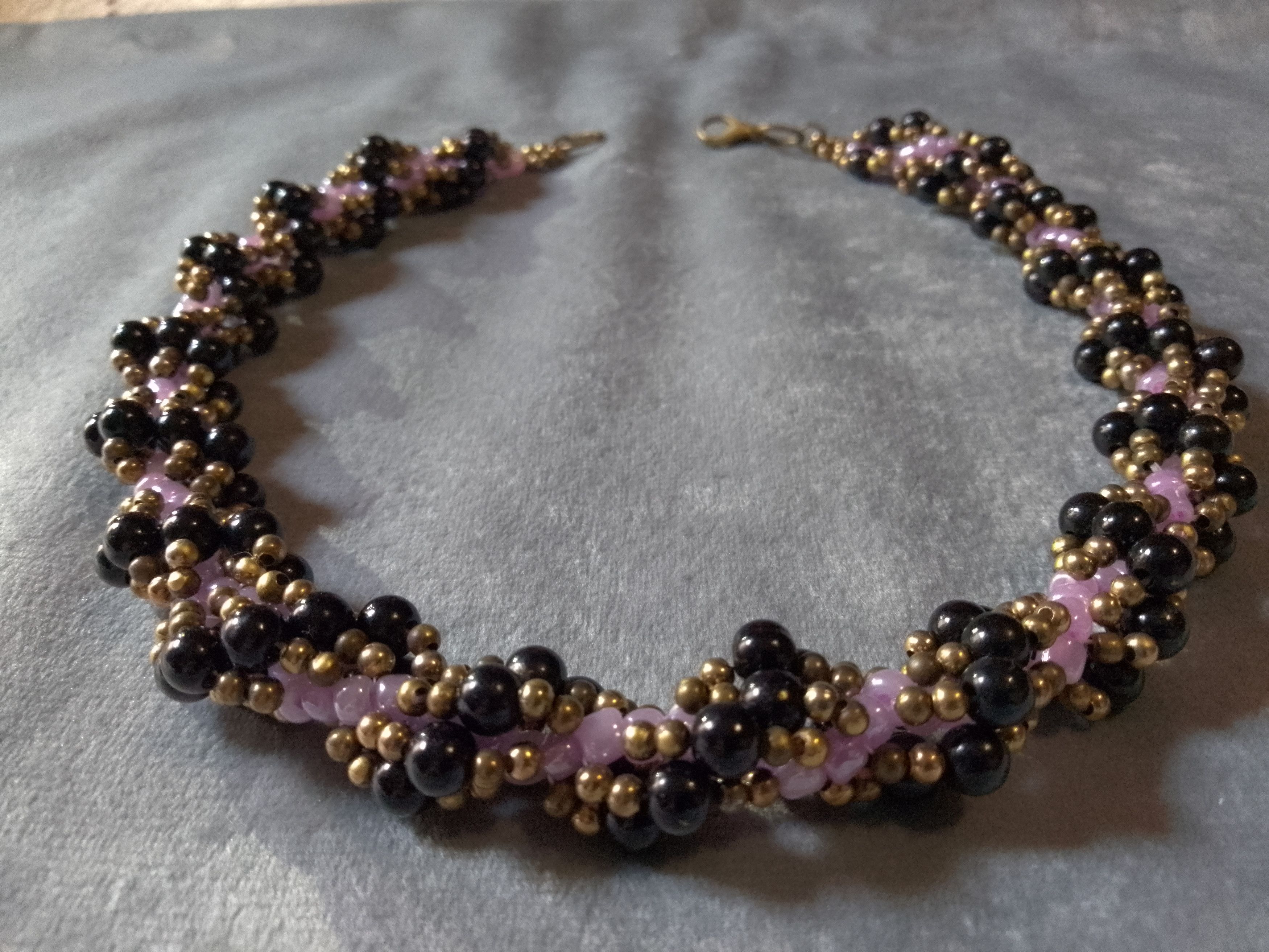 Handmade Necklace Black Pearls Tubular Vintage Style Elegant Size ONE SIZE - 7 Thumbnail