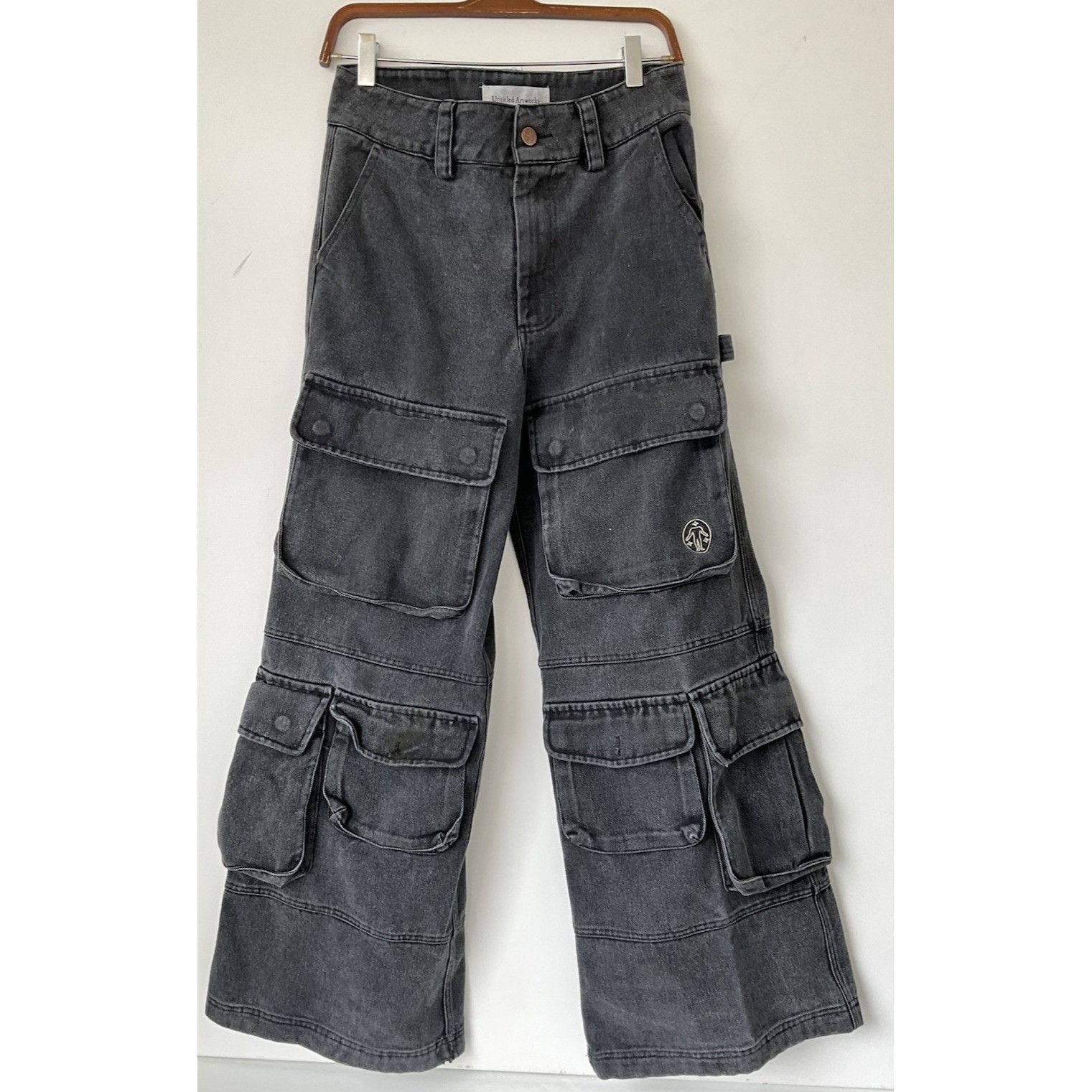 Untitled Artworks Untitled Artworks Black Cargo Jeans Wide Leg Utility Pants S Size US 30 / EU 46 - 2 Thumbnail