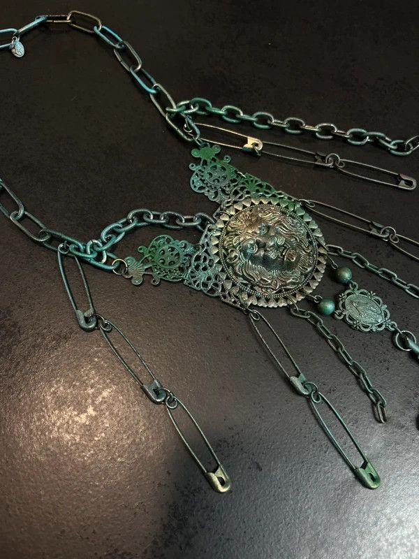 Jean Paul Gaultier Jean Paul Gaultier Safety Pin Crucifix Medallion Necklace Size ONE SIZE - 6 Thumbnail