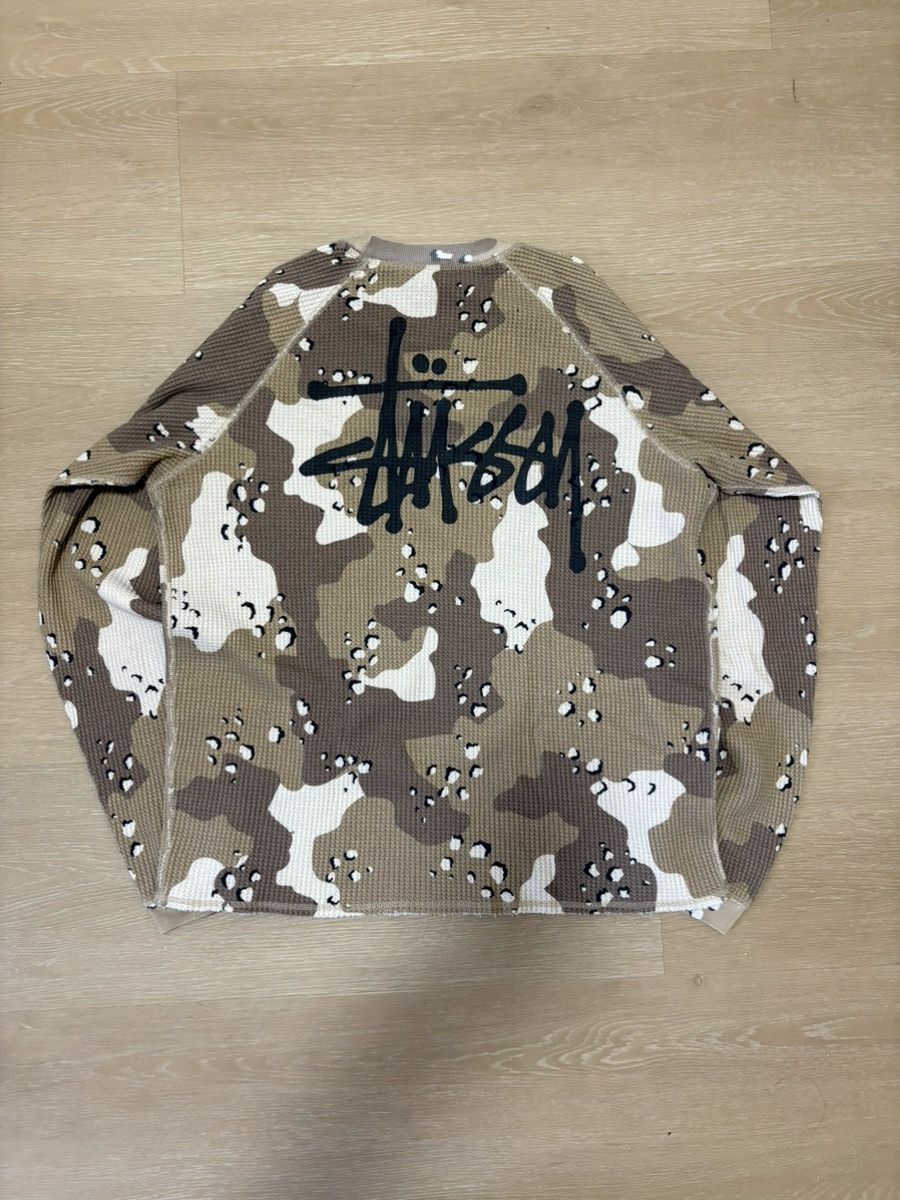 Stussy Raglan Thermal Longsleeve Desert Camo Size Medium