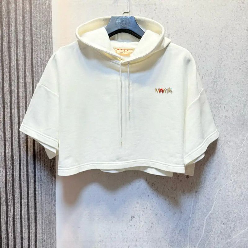 Marni Marni Spring Autumn White Cotton Embroidered Hoodie 0089 Size L / US 10 / IT 46 - 1 Thumbnail
