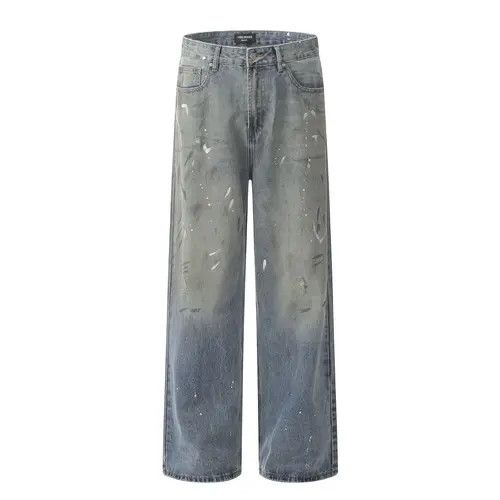Japanese Brand × Jean Vintage washed distressed ink-splashed loose wide-leg jeans Size US 32 / EU 48 - 1 Thumbnail