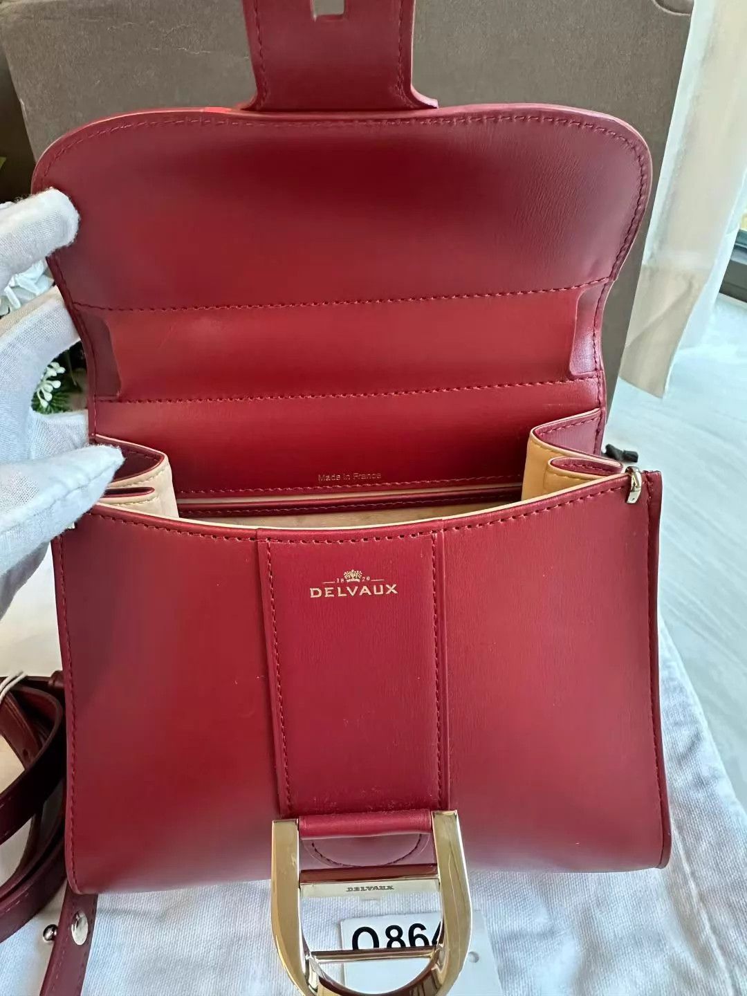 Delta delvaux brillant mini colorblock wine red box leather bag Size ONE SIZE - 7 Thumbnail