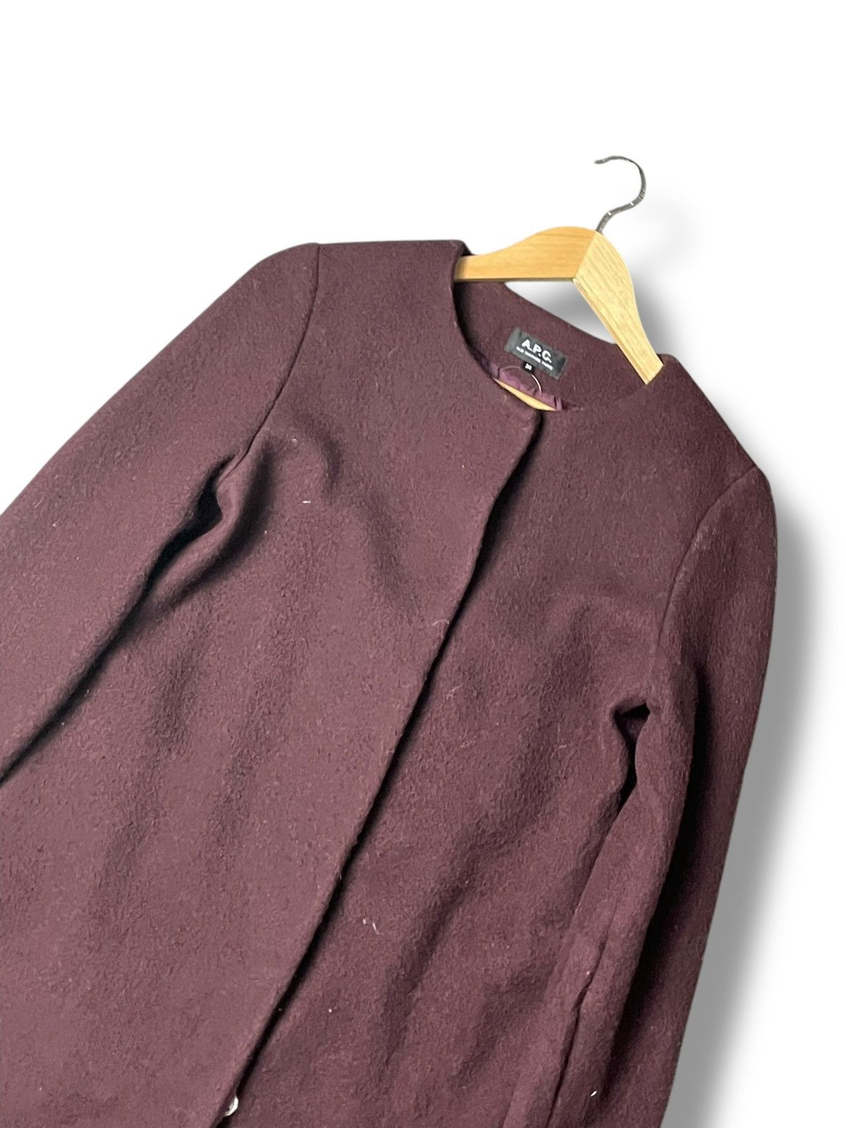 A.P.C. × Japanese Brand × Vintage A.P.C. Rue Madame Paris Collarless Wool Coat (90) Size US XXS / EU 40 - 5 Thumbnail