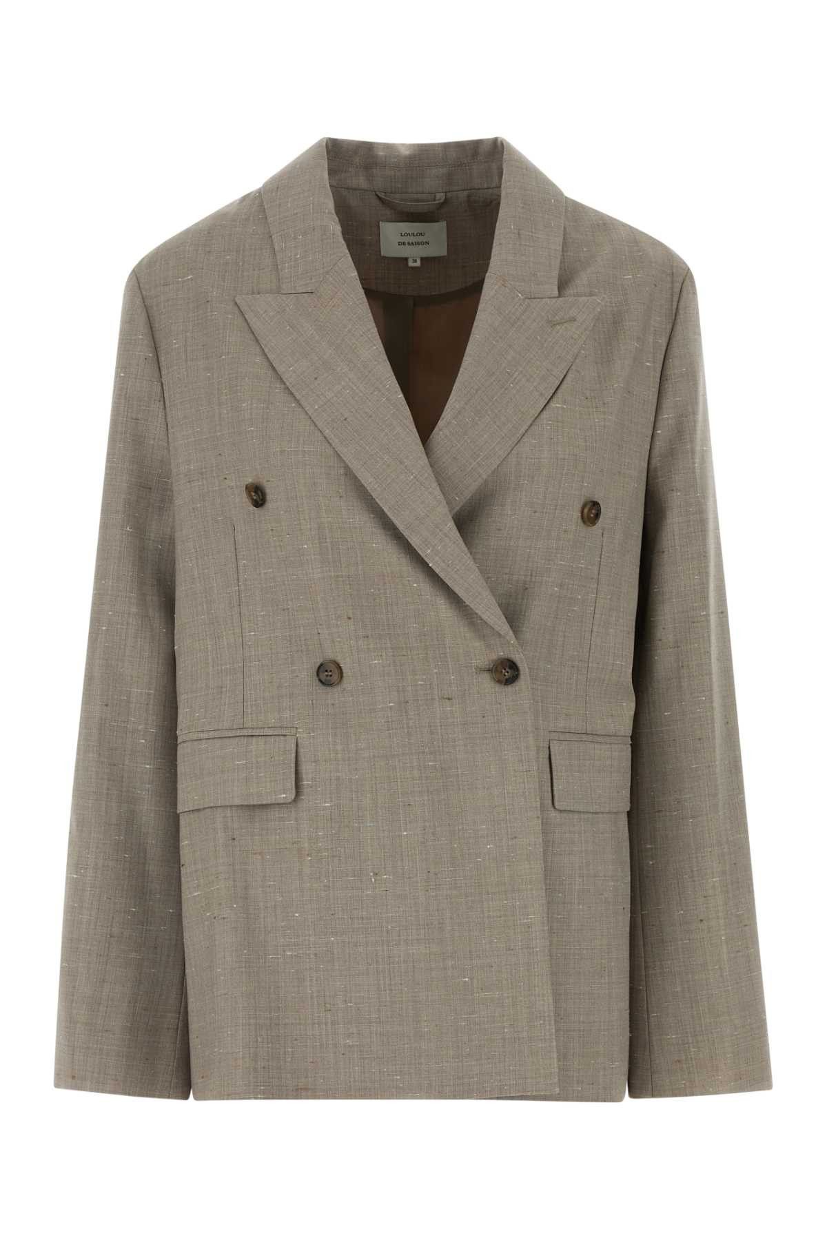 Loulou de Saison Melange Grey Twill Norma Blazer Size XS / US 0-2 / IT 36-38 - 1 Thumbnail