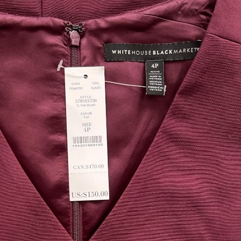 White House Black Market White House Black Market Burgandy Sheath Dress, 4P Size S / US 4 / IT 40 - 4 Thumbnail