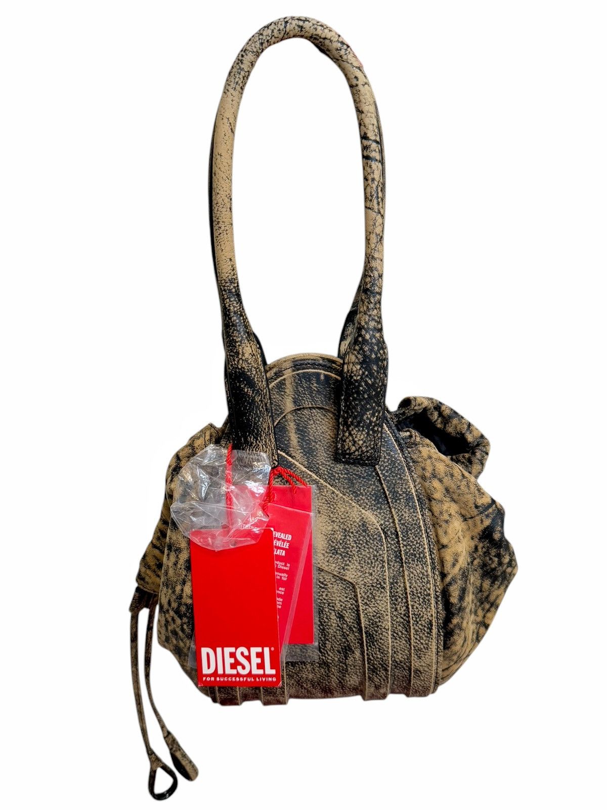 Diesel 1-DR Fold Yellow Marble Leather Handbag Size ONE SIZE - 3 Thumbnail