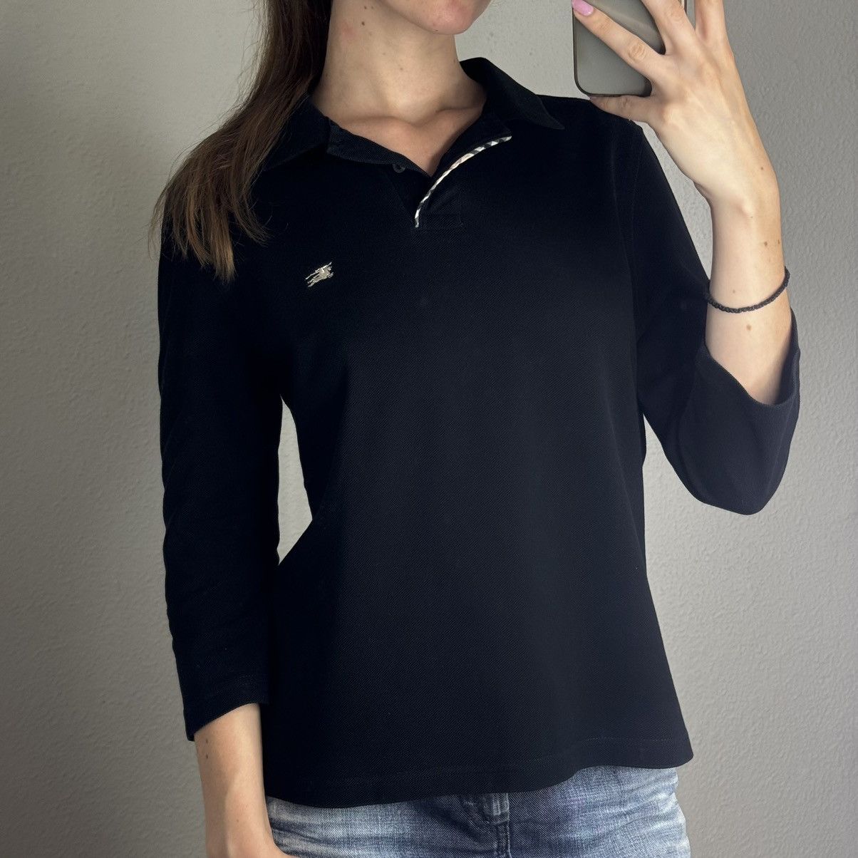 Burberry × Designer Burberry Polo Longsleeve Blouse Sweatshirt Black Logo Size M / US 6-8 / IT 42-44 - 2 Thumbnail