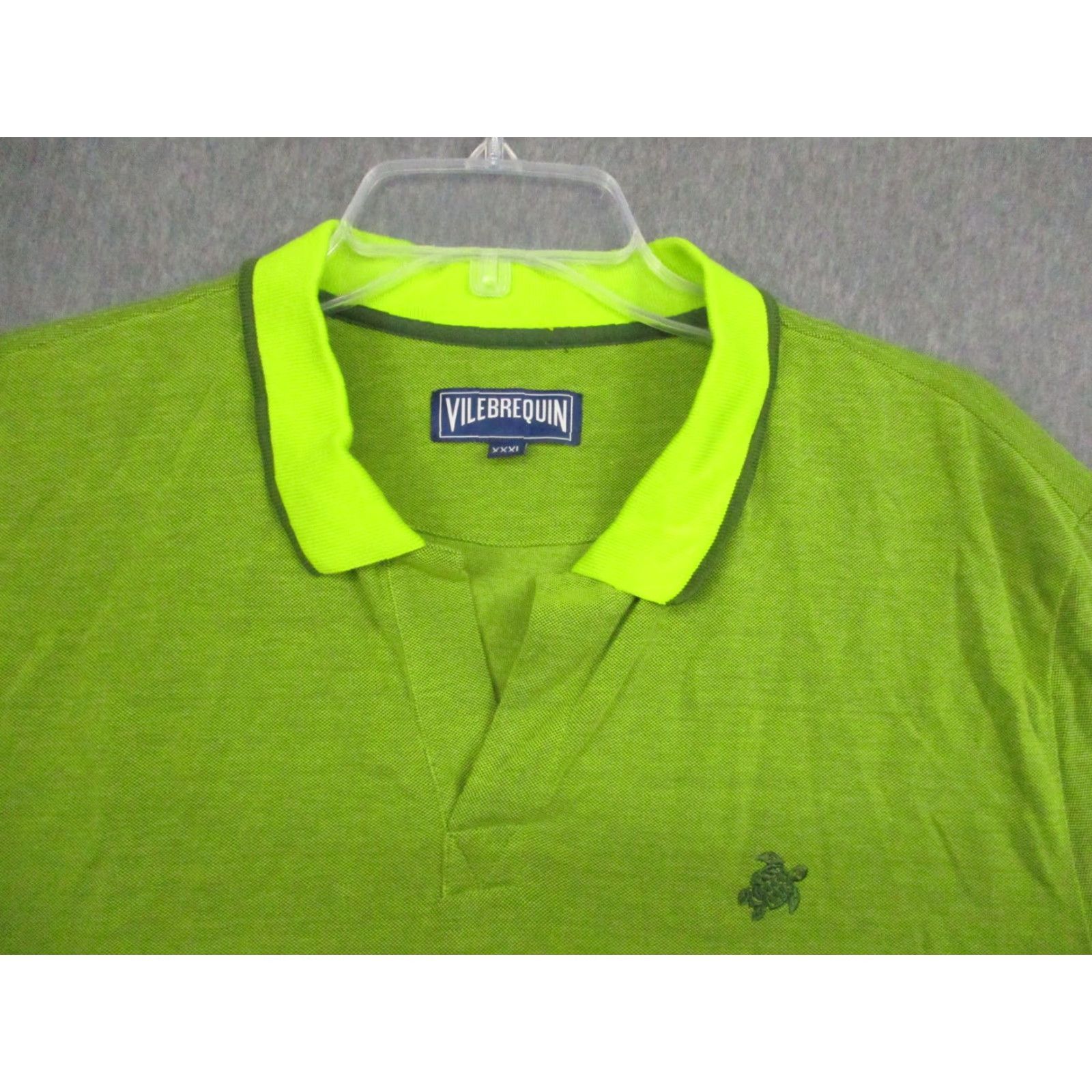 Vilebrequin Vilebrequin Polo Shirt Mens 3XL Green Neon Collar Turtle Logo Casual 100% Cotton Size US XXL / EU 58 / 5 - 2 Thumbnail