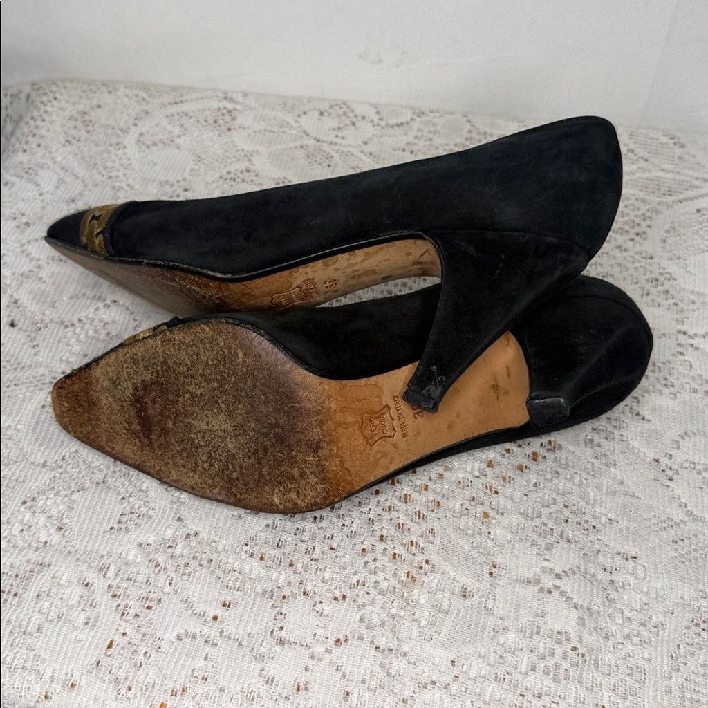 Sergio Rossi Sergio Rossi x Kurt Geiger suede & satin embroidered heels 8 Size US 8 / IT 38 - 7 Thumbnail