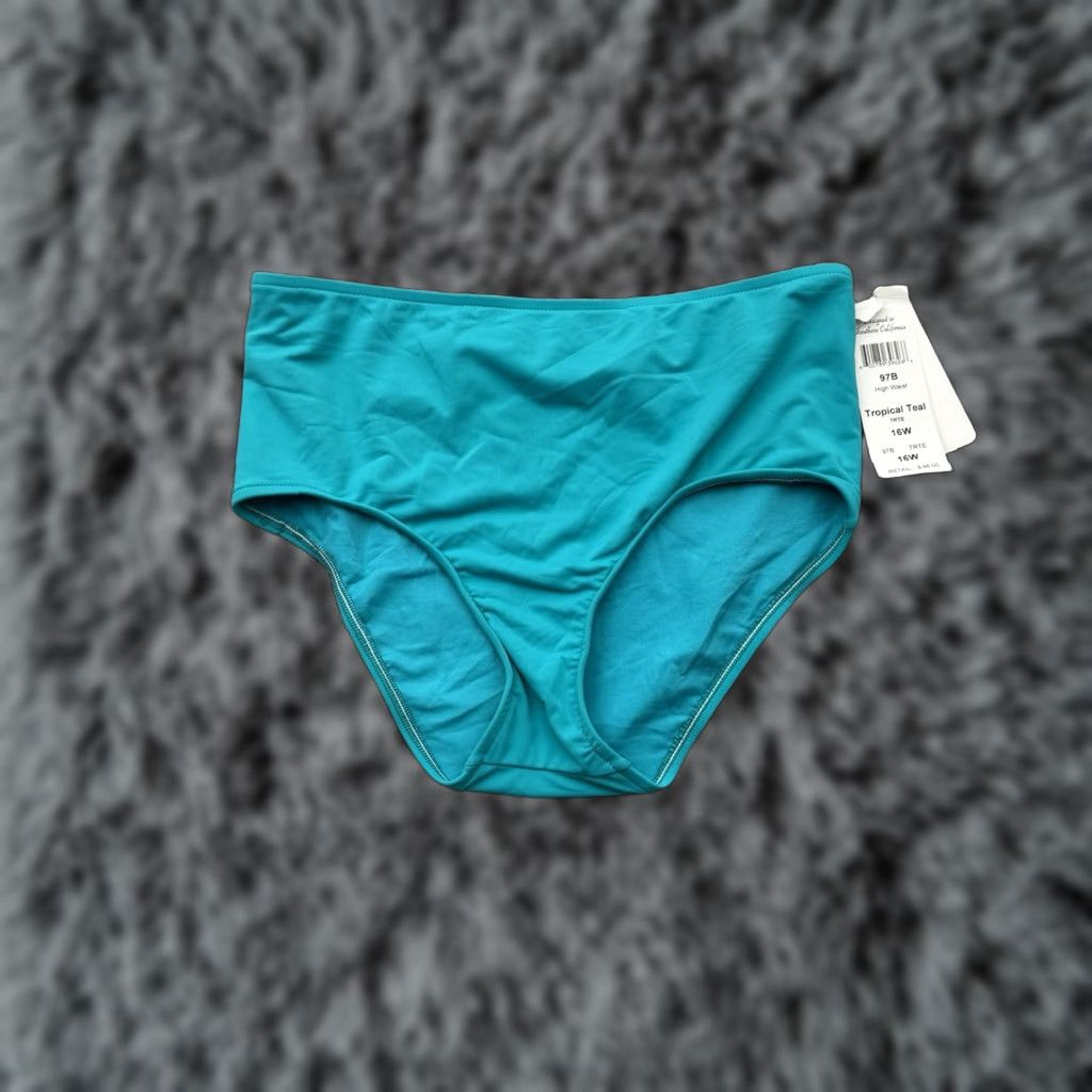 Vintage Sunsets Bikini Bottom Womens 16W Plus Swim High Waisted Retro 50s Resort Chic Blue 50s Beach Retro Tropical Full Coverage Womens Size 38" / US 16 / IT 52 - 1 Thumbnail