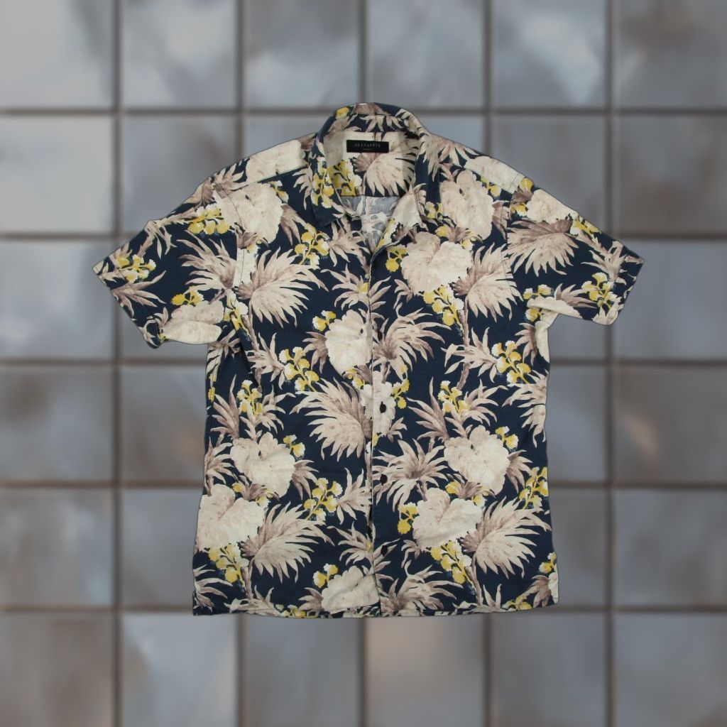 Allsaints AllSaints Shirt Mens M Multicolor Floral Linen Blend Button Up Hawaiian Casual Travel Short Sleeve Size US M / EU 48-50 / 2 - 1 Thumbnail