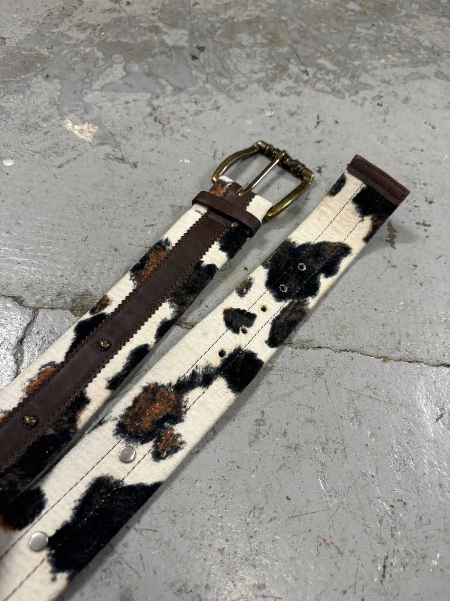 Just Cavalli × Vintage 2000s Cavalli Pony Hair Caw Print Leather Embellished Belt Size ONE SIZE - 4 Thumbnail