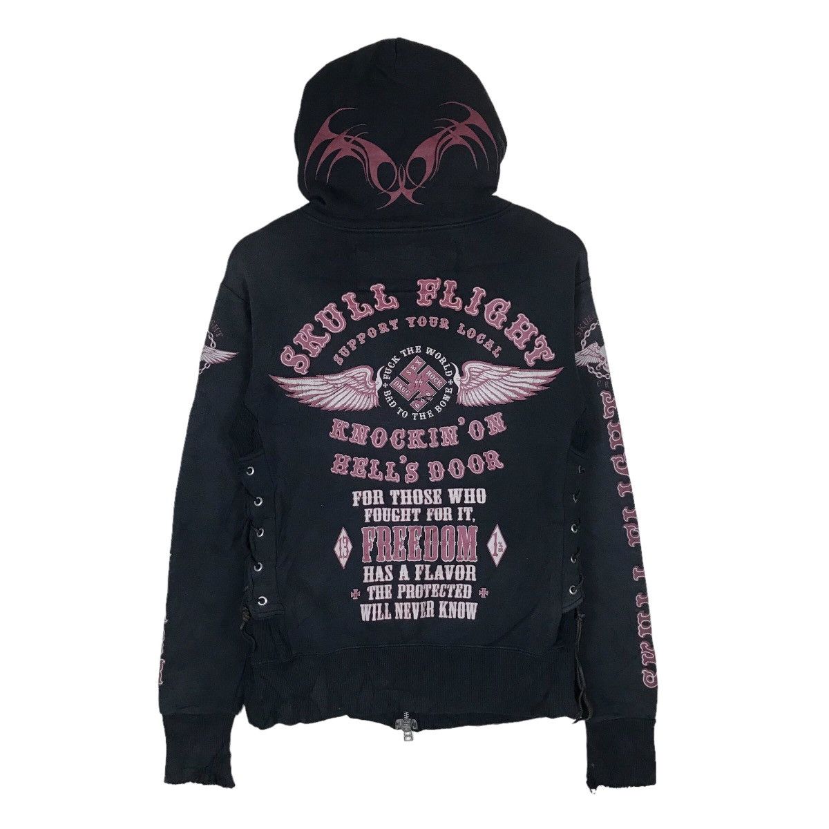 Vintage Skull Flight Corset Style Zipper Womenswear Sweater