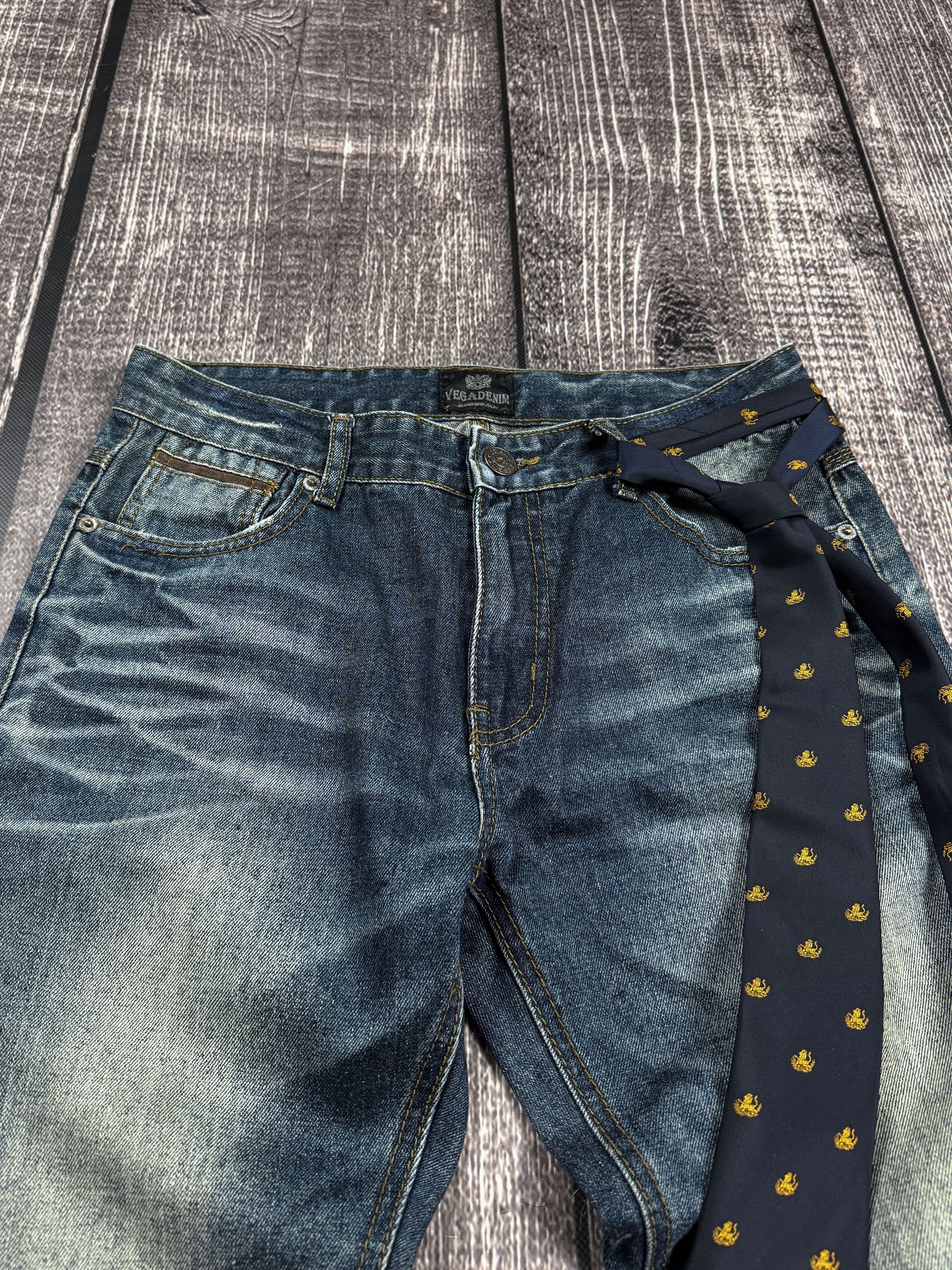 Vintage Custom Tie Panel Flared Jeans Dark Wash Reworked Avant Garde Size US 32 / EU 48 - 5 Thumbnail