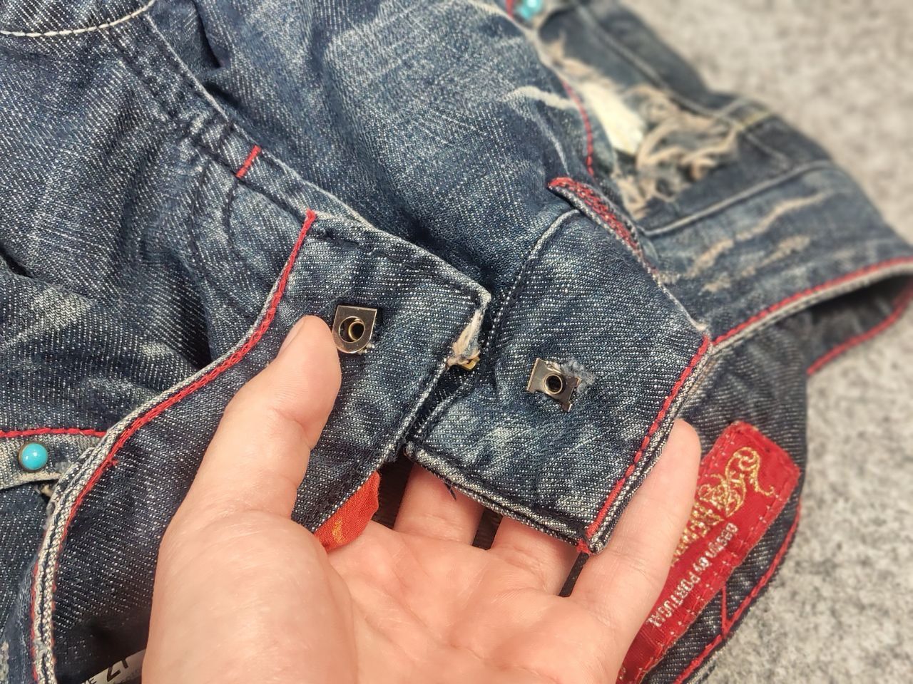 If Six Was Nine Red Pepper Japan Low Vintage Y2K embroidered Denim Jeans Size 27" / US 4 / IT 40 - 23 Thumbnail