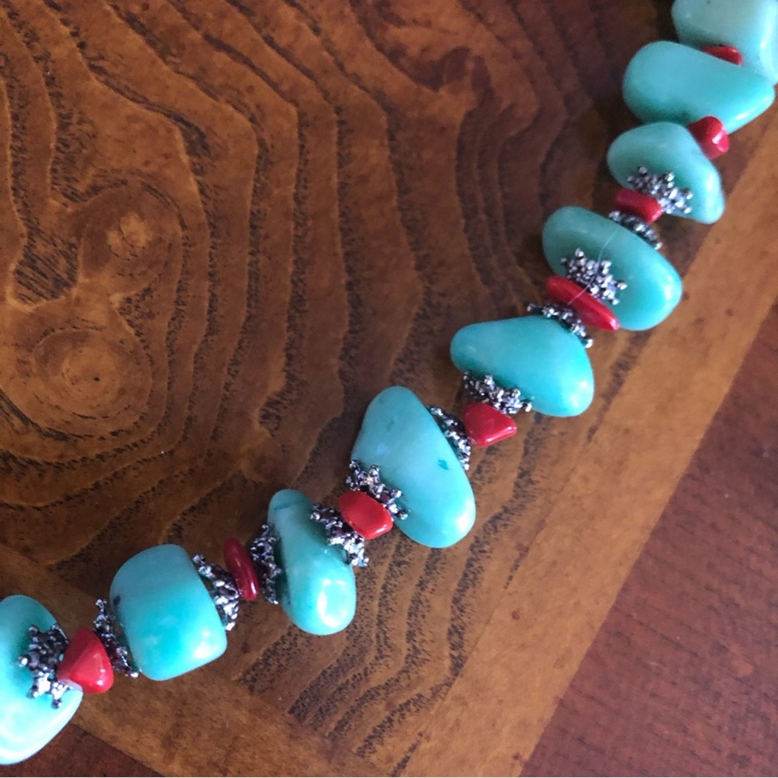 Handmade Hand crafted southwest style green chalcedony coral necklac Size ONE SIZE - 9 Thumbnail