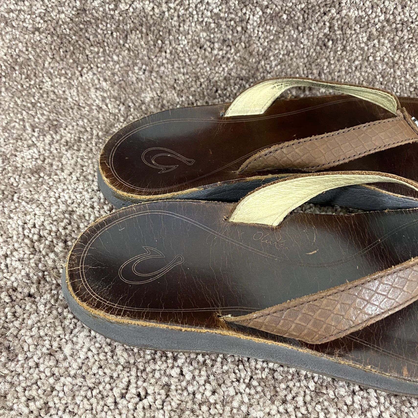 Olukai Olukai PUA Leather Flip Flop Womens US 8 EU 38 Sandals Brown Slip On Flat Beach Size US 8 / IT 38 - 2 Thumbnail