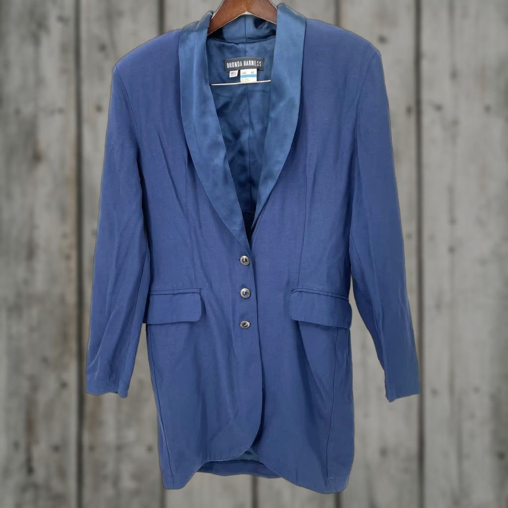 Honda Vintage Rhonda Harness Dress Womens 10 Blue Shirt Dress 1990s Secretary/Geek Vintage 90s Womens Size 10 Blue Shirt Dress Size L / US 10 / IT 46 - 1 Thumbnail